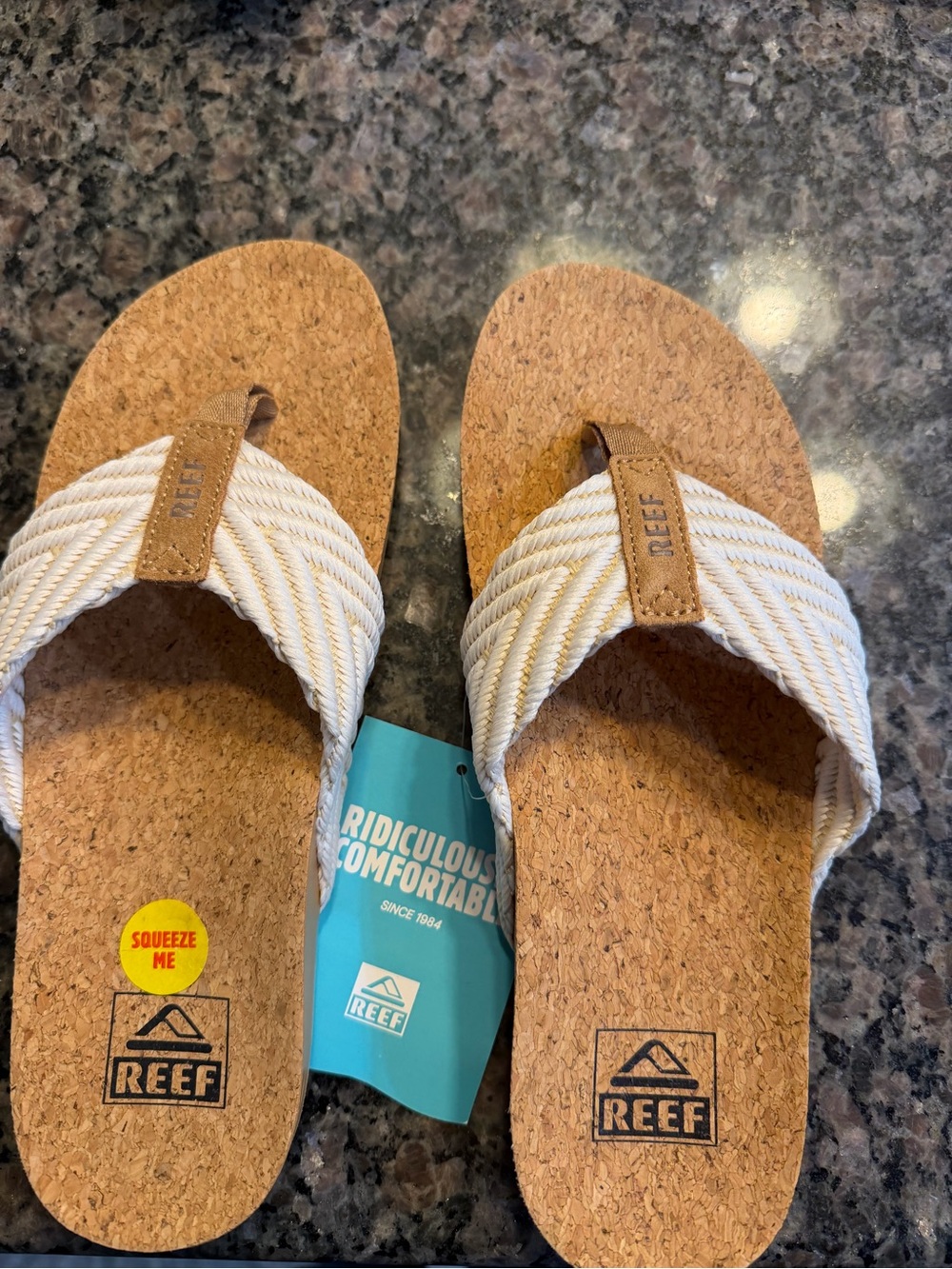Reef Kids Cork Flip Flops - White Straps
